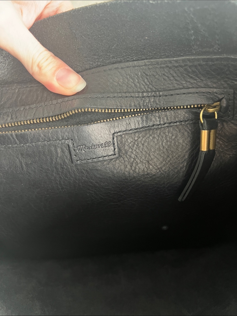 Madewell Black Leather Tote with Front Pocket - Picture 2 of 5
